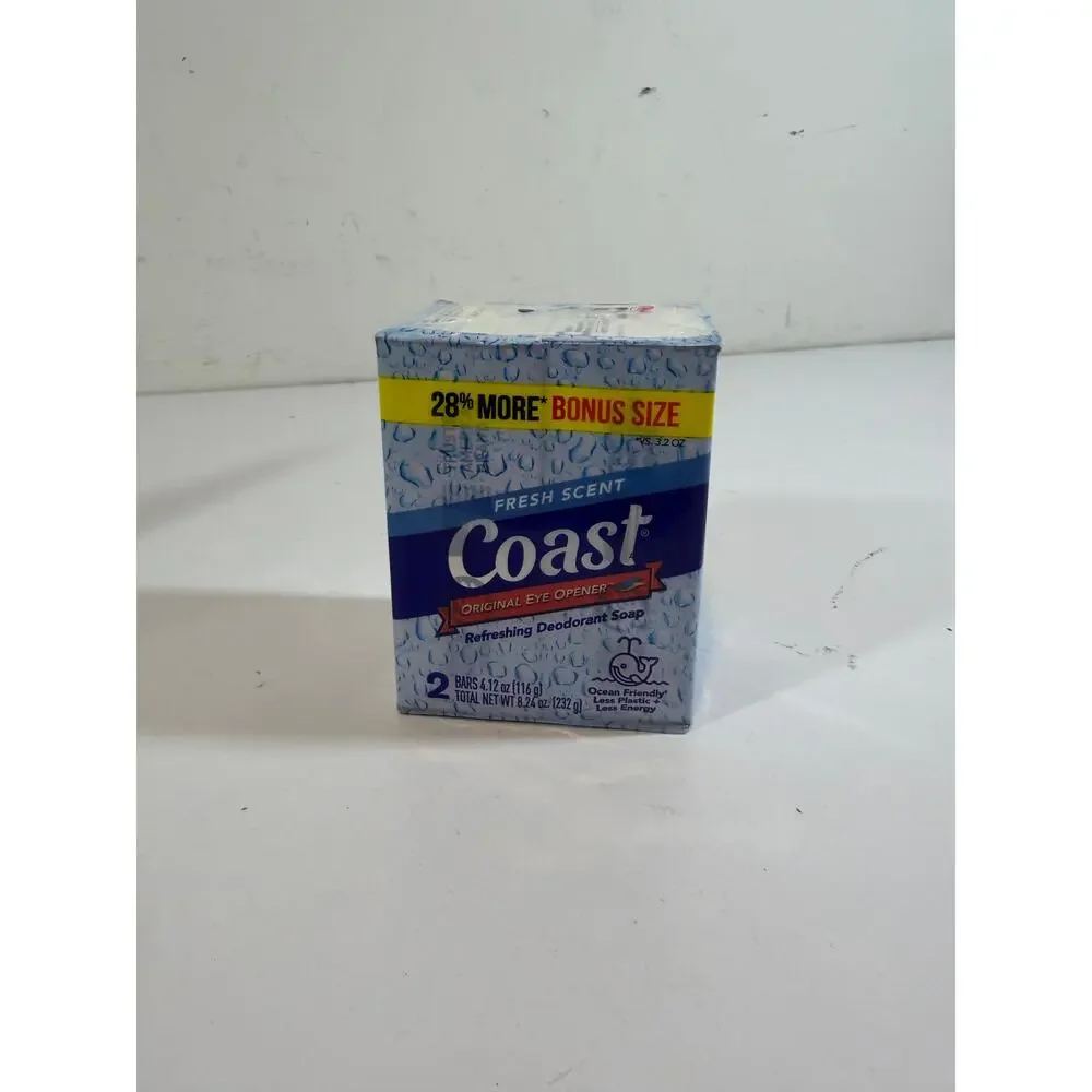Coast The Eye Opener Fresh Scent Deodorant Soap 2 Bars 4.12oz Odor Protection